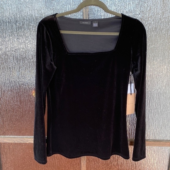 NWT Women’s Halogen velvet stretch square neck top size S. - Picture 1 of 5